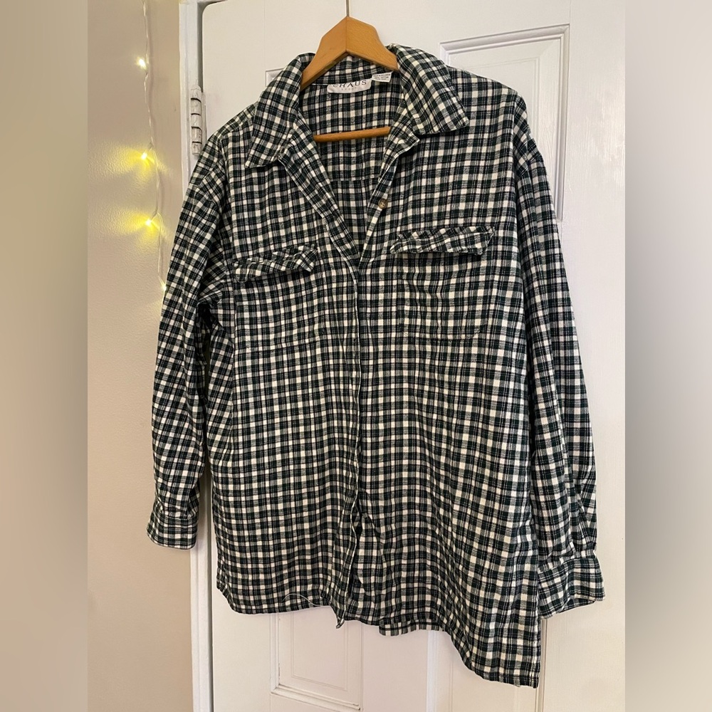 Chaus Navy and White Checkered Shirt